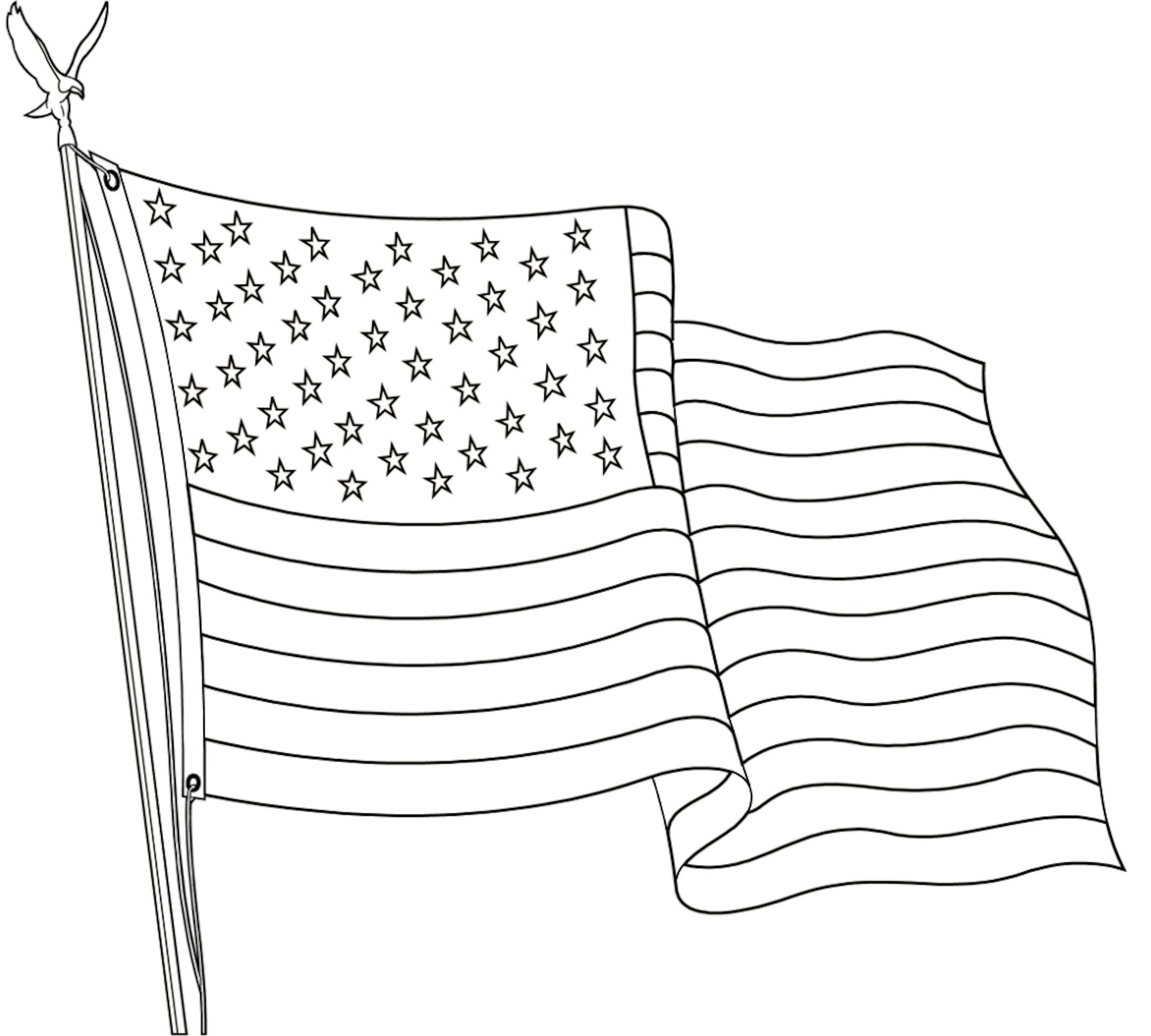 FREE Printable US Flags & American Flag color book pages