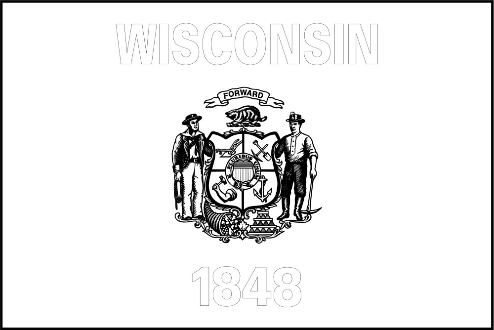 Images of our Wisconsin black and white color book page