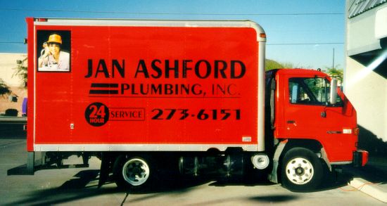 sample of vinyl lettering and full color process on box truck
