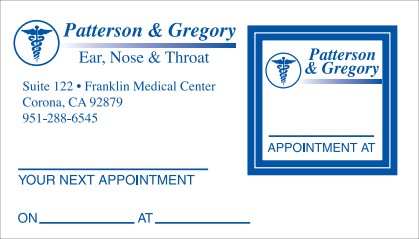 Appointment Card No. 5968 with square removable sticker