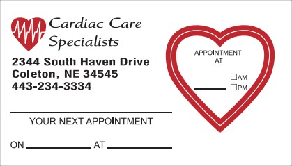 Custom Appointment Card No. 5972 with heart shape removable sticker