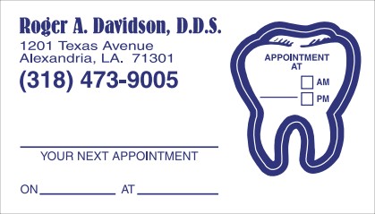 Appointment Card No. 5974 with tooth shape removable sticker